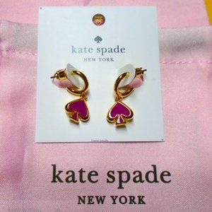 ♠️ Kate Spade ♠️️ "Spot the Spade" Candied Plum Enamel Huggies
